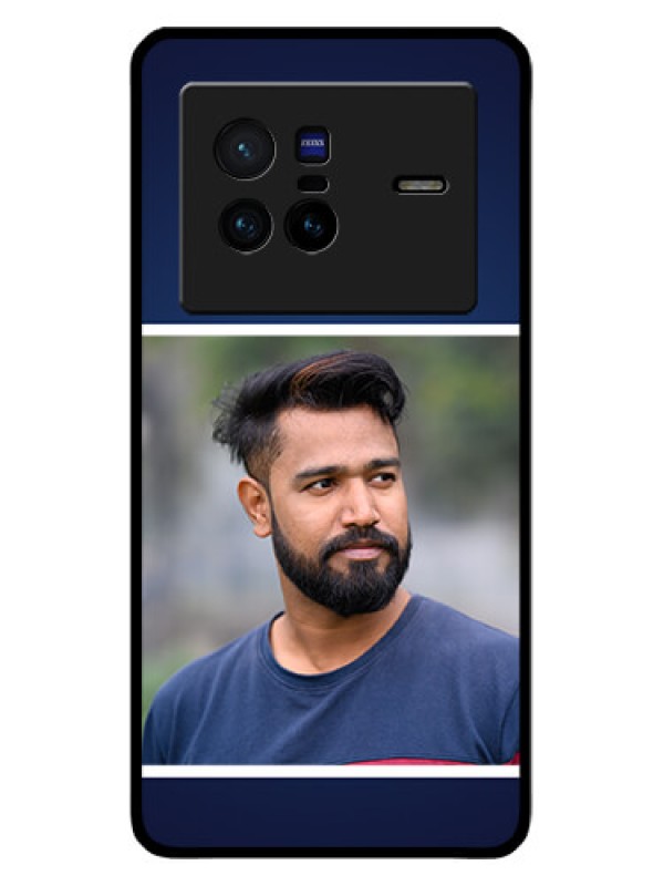 Custom Vivo X80 5G Personalized Glass Phone Case - Simple Royal Blue Design