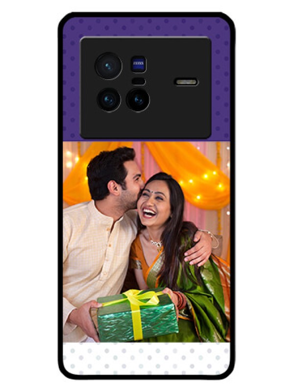 Custom Vivo X80 5G Personalized Glass Phone Case - Violet Pattern Design