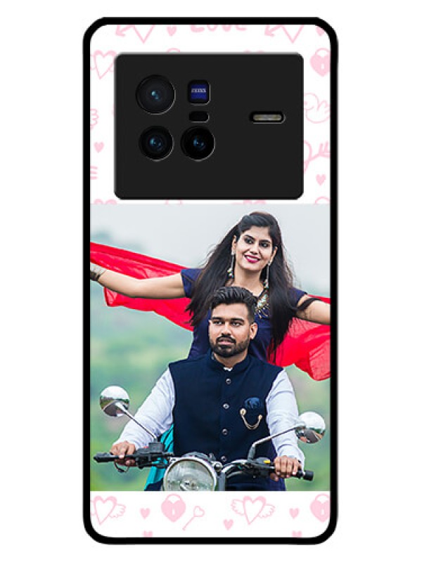 Custom Vivo X80 5G Custom Glass Mobile Case - Pink Flying Heart Design