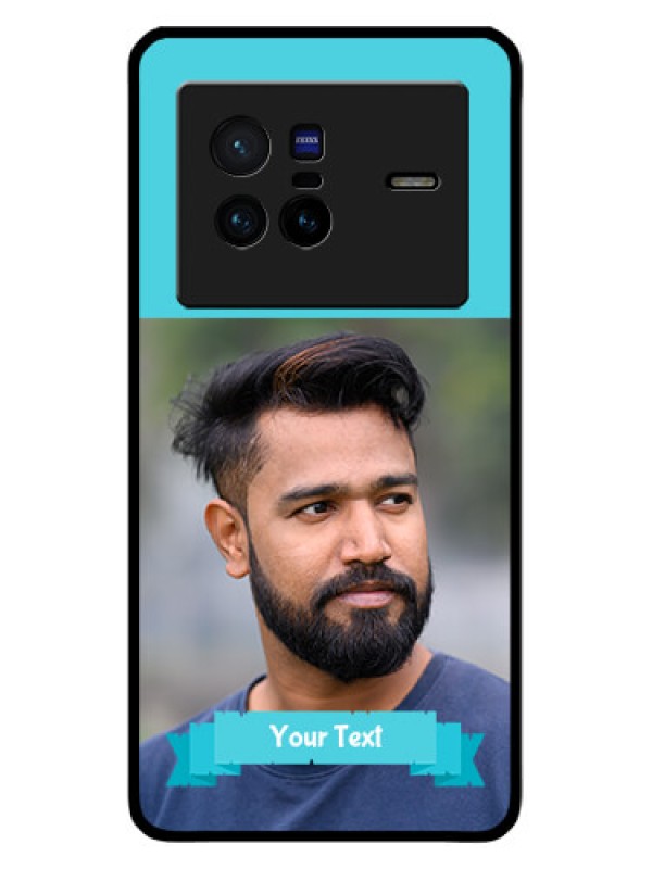 Custom Vivo X80 5G Personalized Glass Phone Case - Simple Blue Color Design
