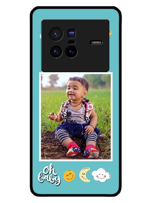 Custom Vivo X80 5G Personalized Glass Phone Case - Smiley Kids Stars Design