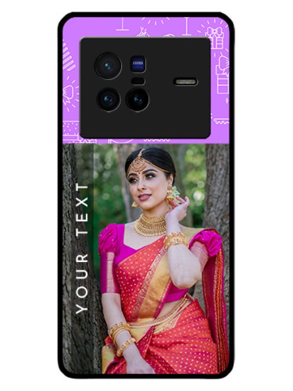 Custom Vivo X80 5G Custom Glass Mobile Case - Birthday Icons Design