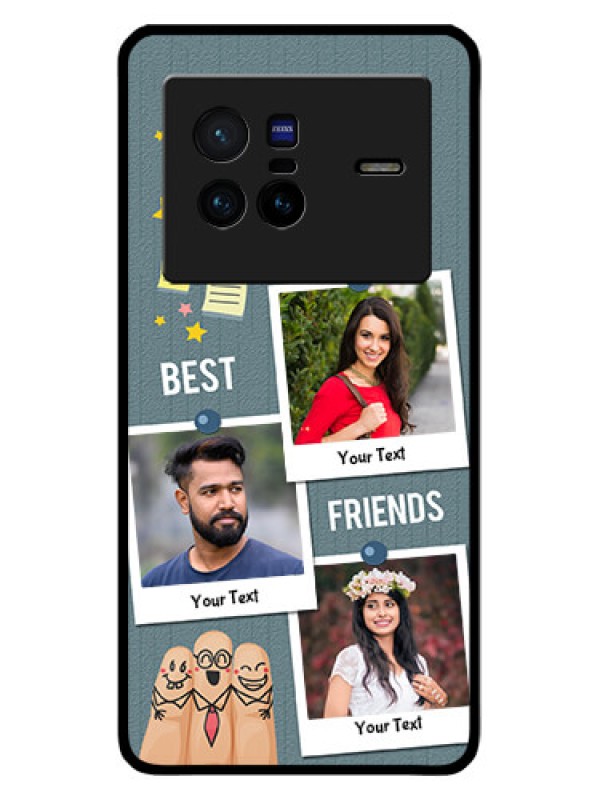 Custom Vivo X80 5G Personalized Glass Phone Case - Sticky Frames and Friendship Design