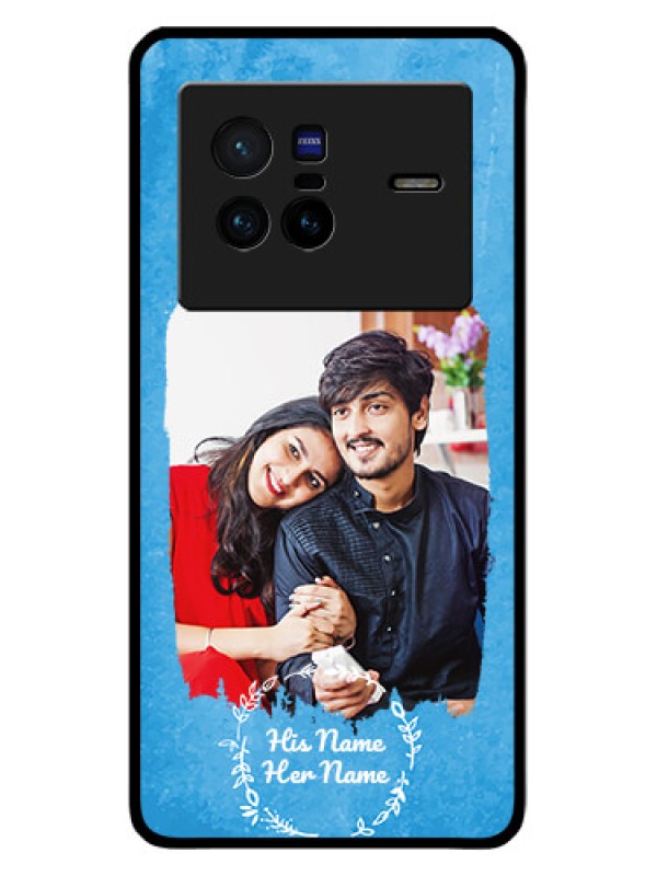 Custom Vivo X80 5G Custom Glass Phone Case - Blue Color Vintage Design