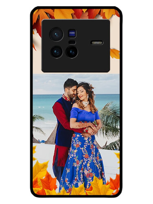 Custom Vivo X80 5G Photo Printing on Glass Case - Autumn Maple Leaves Design