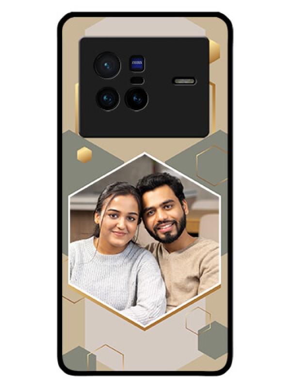 Custom Vivo X80 5G Photo Printing on Glass Case - Stylish Hexagon Pattern Design