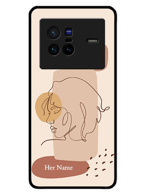 Custom Vivo X80 5G Photo Printing on Glass Case - Calm Woman line art Design