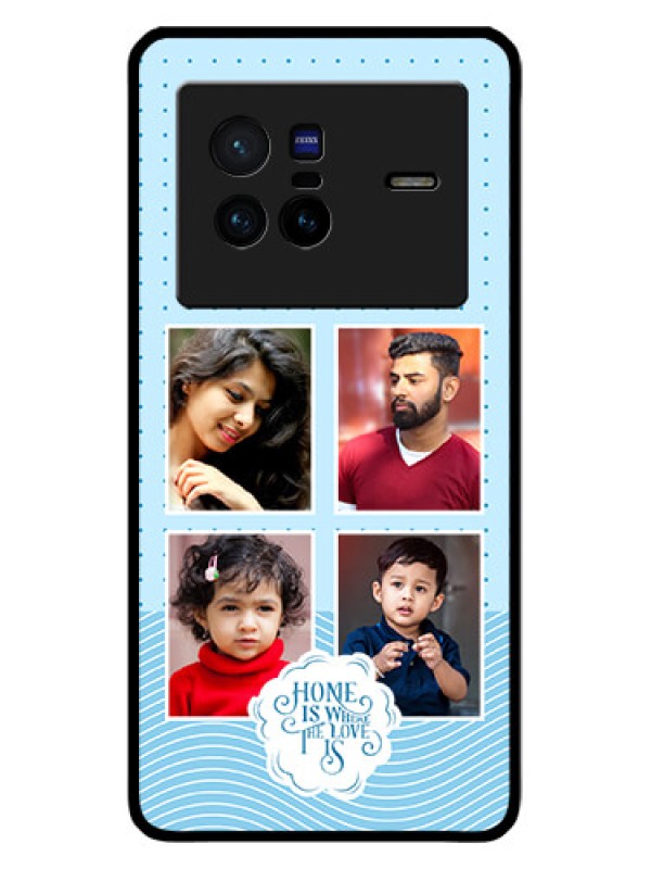 Custom Vivo X80 5G Custom Glass Phone Case - Cute love quote with 4 pic upload Design