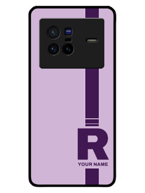 Custom Vivo X80 5G Photo Printing on Glass Case - Simple dual tone stripe with name Design