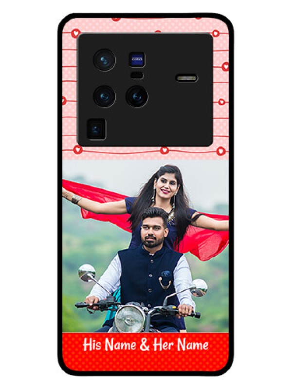Custom Vivo X80 Pro 5G Personalized Glass Phone Case - Red Pattern Case Design