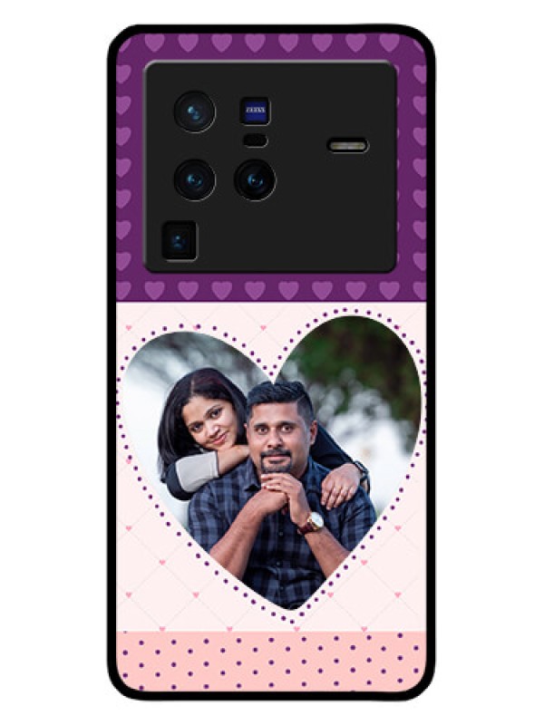 Custom Vivo X80 Pro 5G Custom Glass Phone Case - Violet Love Dots Design