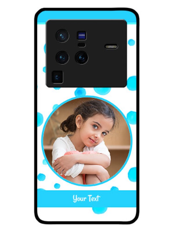 Custom Vivo X80 Pro 5G Photo Printing on Glass Case - Blue Bubbles Pattern Design