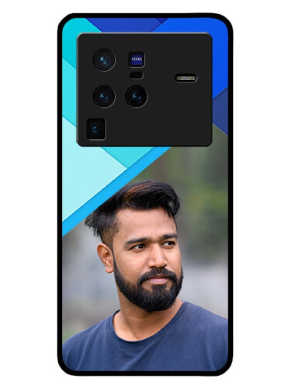 Custom Vivo X80 Pro 5G Custom Glass Phone Case - Blue Pattern Design