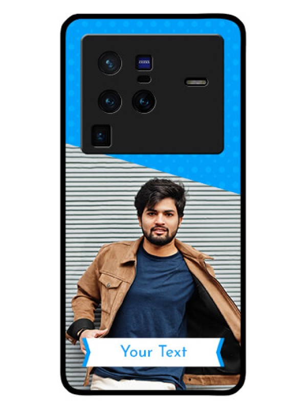 Custom Vivo X80 Pro 5G Photo Printing on Glass Case - Simple Blue Color Design
