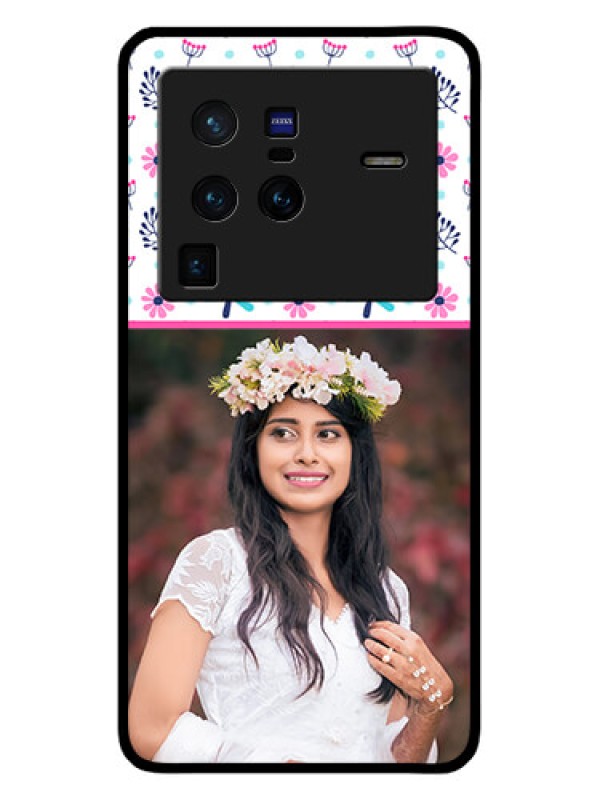 Custom Vivo X80 Pro 5G Photo Printing on Glass Case - Colorful Flower Design