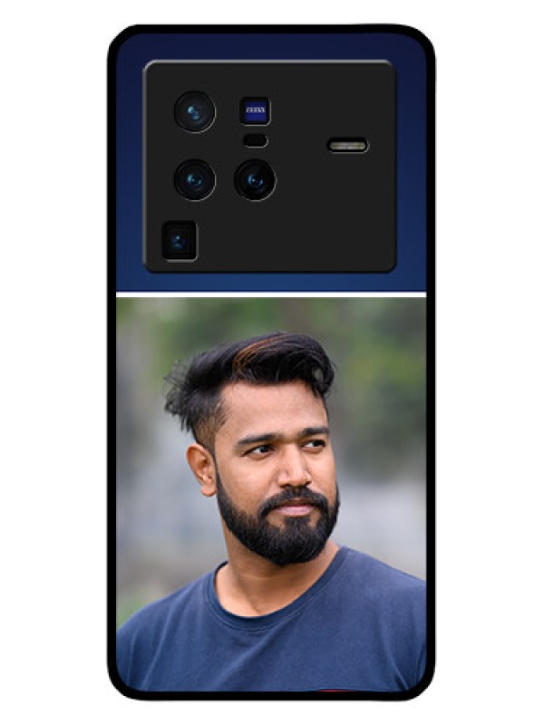 Custom Vivo X80 Pro 5G Personalized Glass Phone Case - Simple Royal Blue Design