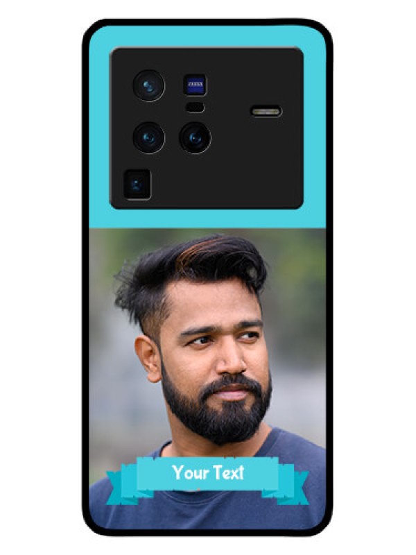 Custom Vivo X80 Pro 5G Personalized Glass Phone Case - Simple Blue Color Design