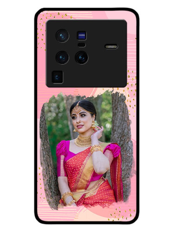 Custom Vivo X80 Pro 5G Personalized Glass Phone Case - Gold Glitter Splash Design
