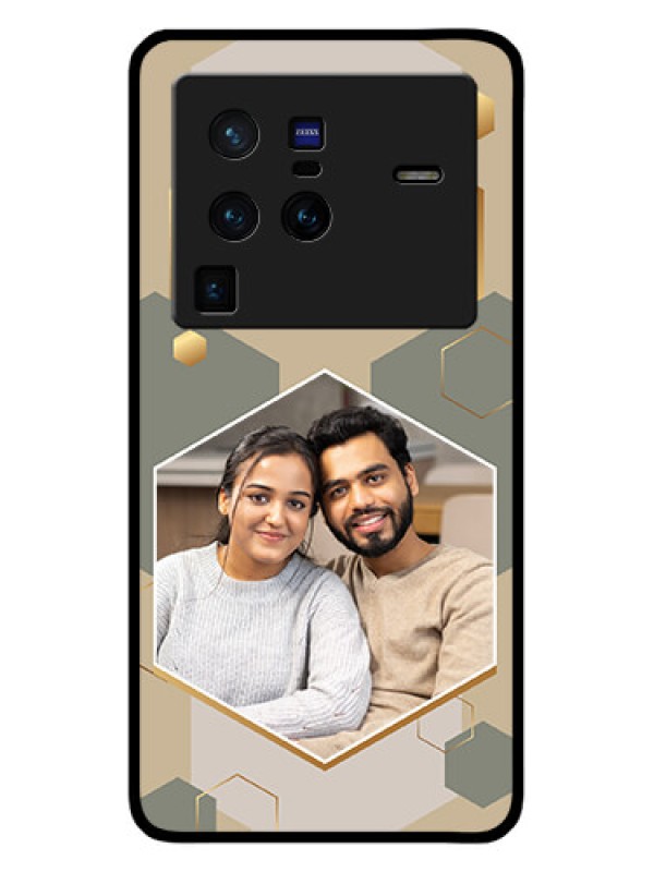 Custom Vivo X80 Pro 5G Photo Printing on Glass Case - Stylish Hexagon Pattern Design