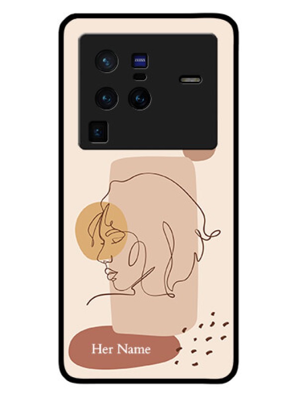 Custom Vivo X80 Pro 5G Photo Printing on Glass Case - Calm Woman line art Design