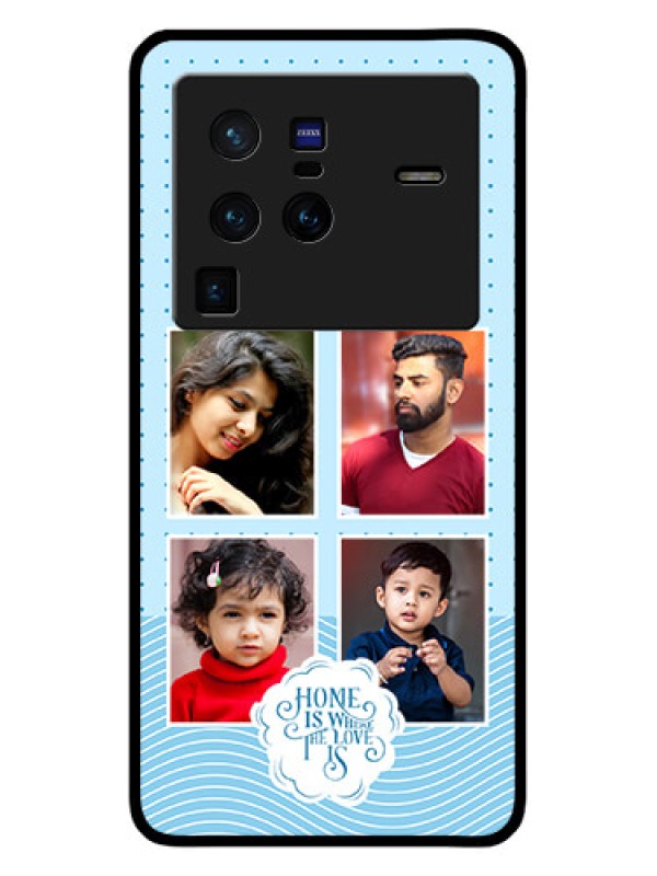 Custom Vivo X80 Pro 5G Custom Glass Phone Case - Cute love quote with 4 pic upload Design