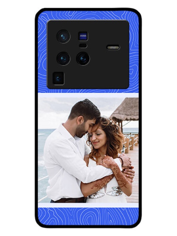 Custom Vivo X80 Pro 5G Custom Glass Mobile Case - Curved line art with blue and white Design