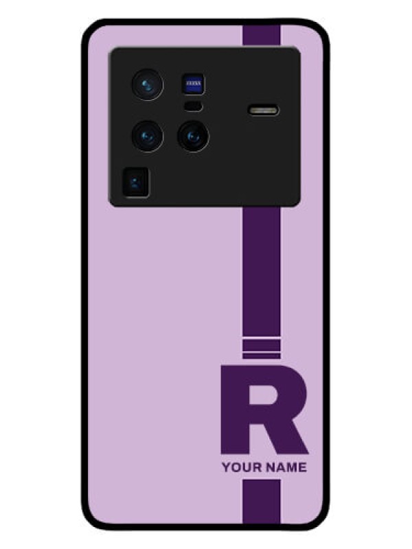 Custom Vivo X80 Pro 5G Photo Printing on Glass Case - Simple dual tone stripe with name Design