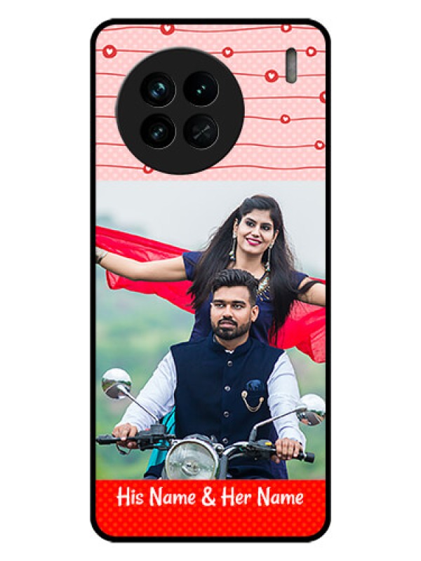 Custom Vivo X90 5G Personalized Glass Phone Case - Red Pattern Case Design