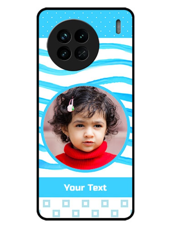Custom Vivo X90 5G Custom Glass Phone Case - Simple Blue Case Design