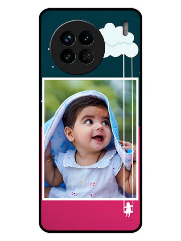 Custom Vivo X90 5G Custom Glass Phone Case - Cute Girl with Cloud Design