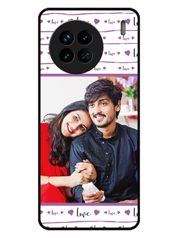 Custom Vivo X90 5G Custom Glass Mobile Case - Couples Heart Design