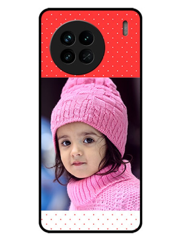 Custom Vivo X90 5G Photo Printing on Glass Case - Red Pattern Design