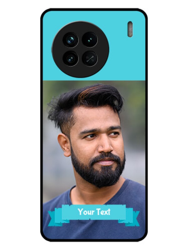 Custom Vivo X90 5G Personalized Glass Phone Case - Simple Blue Color Design