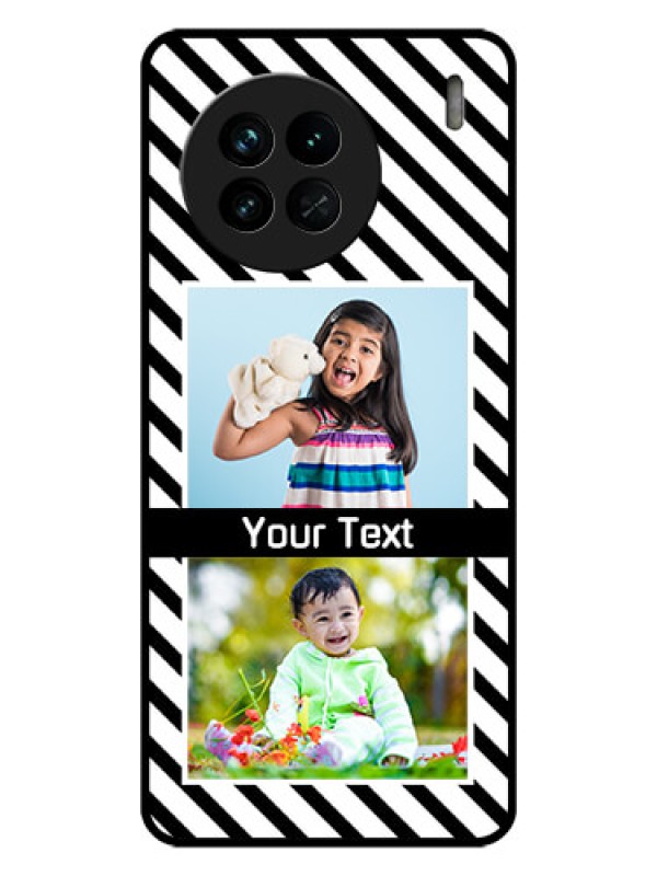 Custom Vivo X90 5G Photo Printing on Glass Case - Black And White Stripes Design