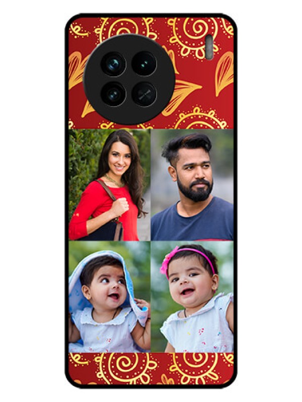 Custom Vivo X90 5G Photo Printing on Glass Case - 4 Image Traditional Design