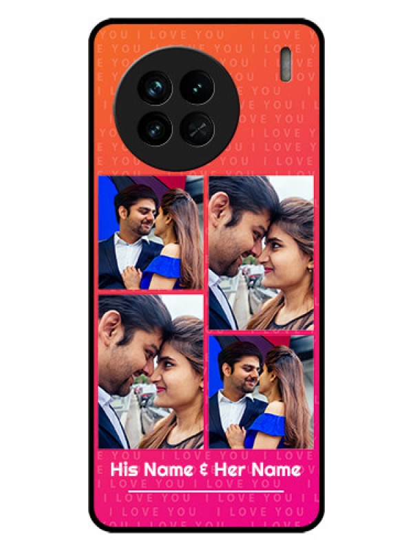 Custom Vivo X90 5G Custom Glass Phone Case - I Love You Pink Design