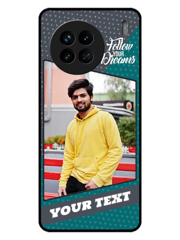 Custom Vivo X90 5G Personalized Glass Phone Case - Background Pattern Design with Quote