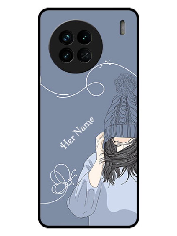 Custom Vivo X90 5G Custom Glass Mobile Case - Girl in winter outfit Design