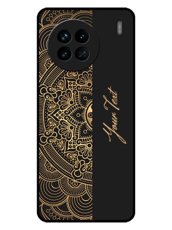 Custom Vivo X90 5G Photo Printing on Glass Case - Mandala art with custom text Design
