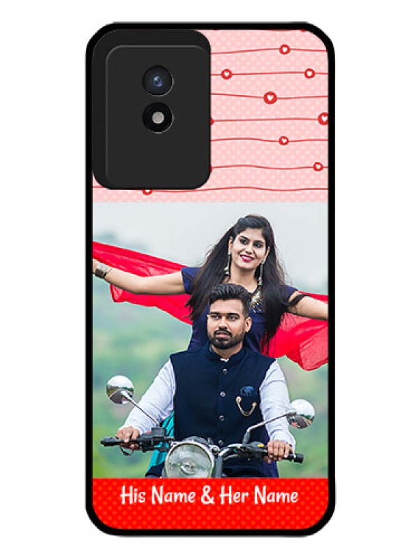 Custom Vivo Y02 Personalized Glass Phone Case - Red Pattern Case Design