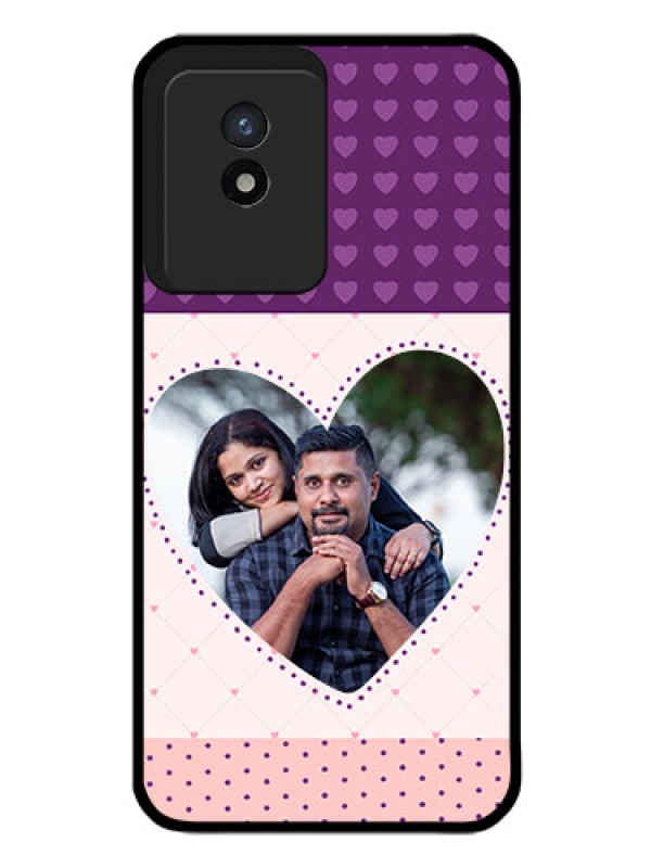 Custom Vivo Y02 Custom Glass Phone Case - Violet Love Dots Design