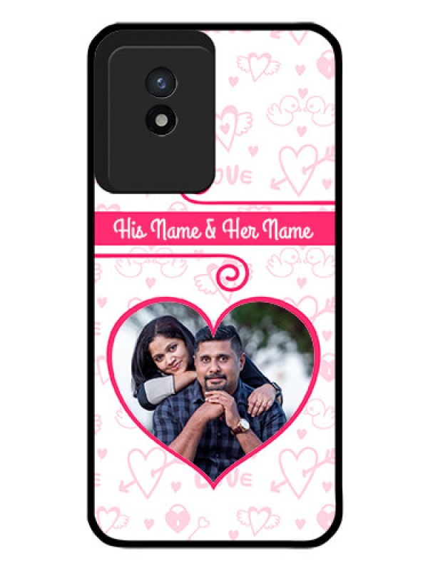 Custom Vivo Y02 Personalized Glass Phone Case - Heart Shape Love Design
