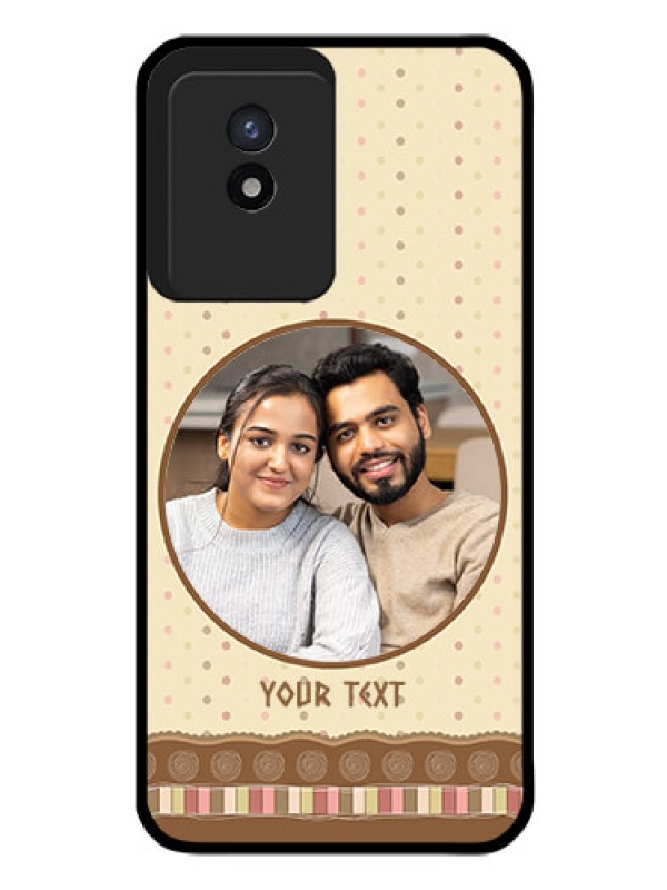 Custom Vivo Y02 Custom Glass Mobile Case - Brown Dotted Mobile Case Design