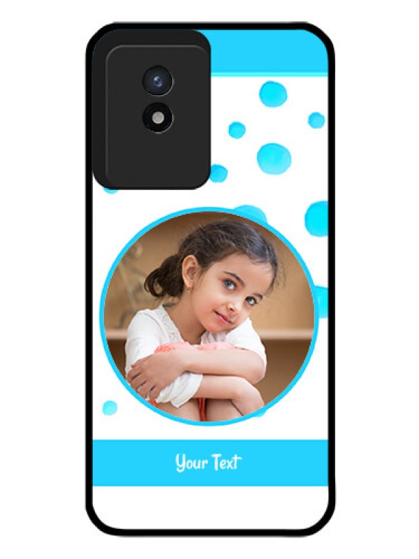 Custom Vivo Y02 Photo Printing on Glass Case - Blue Bubbles Pattern Design