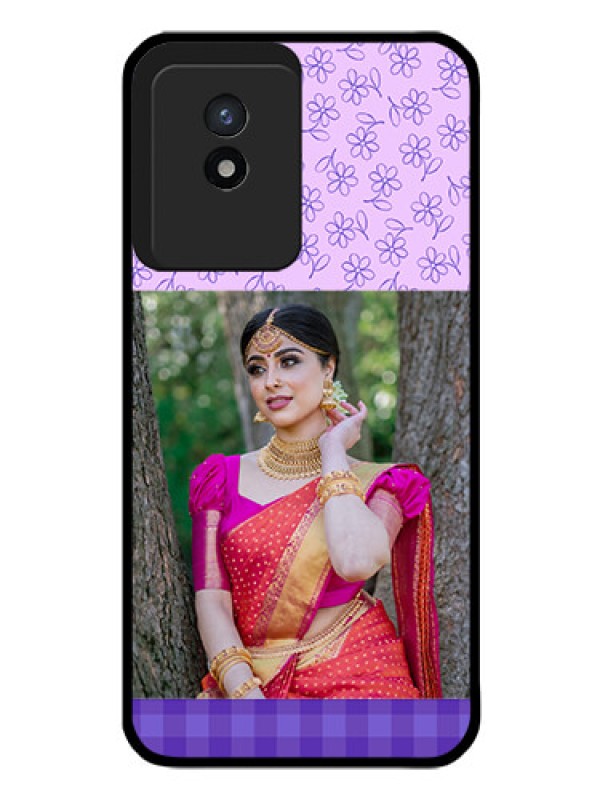 Custom Vivo Y02 Custom Glass Phone Case - Purple Floral Design