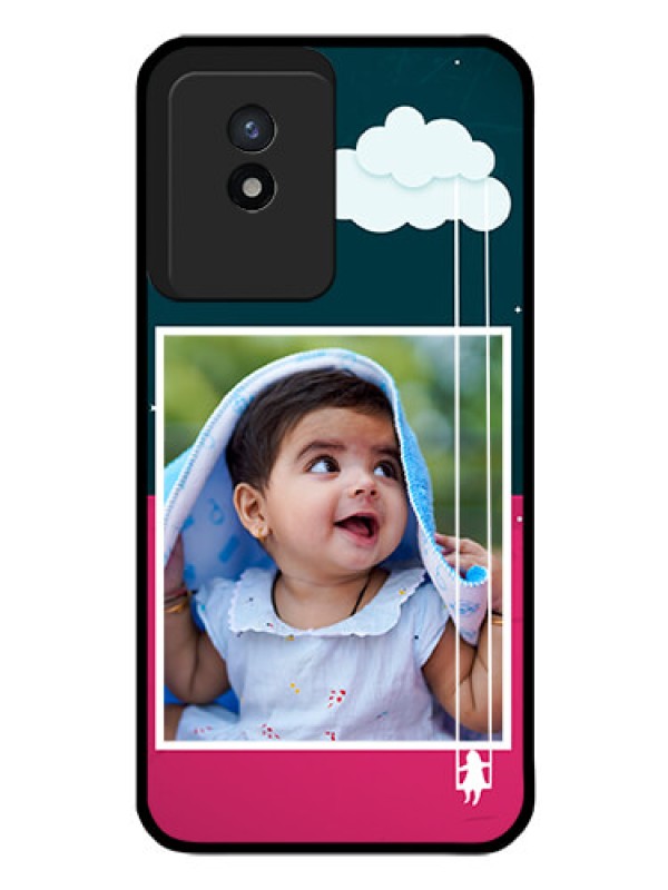 Custom Vivo Y02 Custom Glass Phone Case - Cute Girl with Cloud Design
