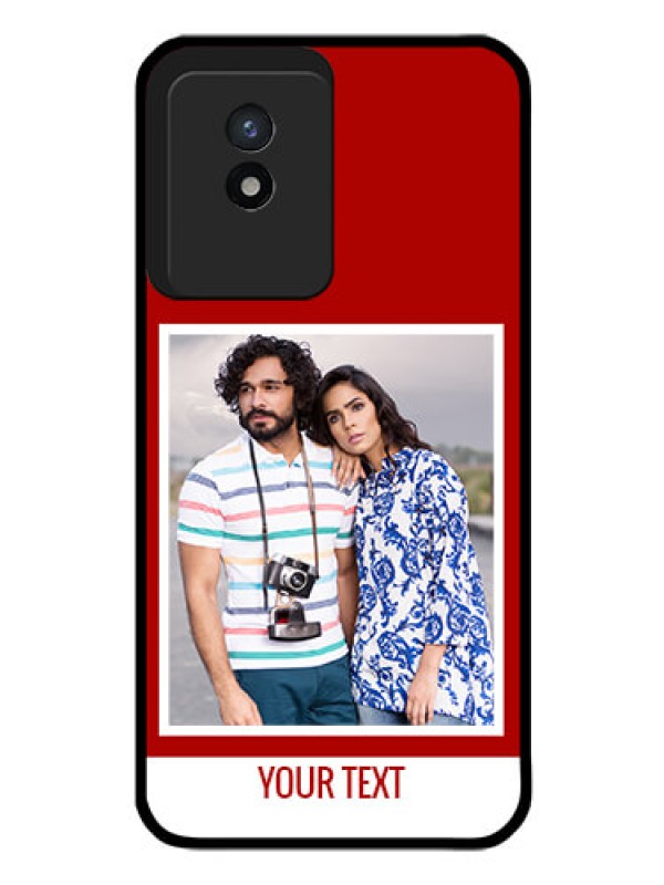 Custom Vivo Y02 Personalized Glass Phone Case - Simple Red Color Design