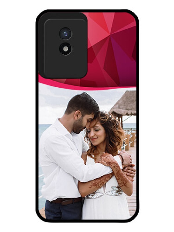 Custom Vivo Y02 Custom Glass Mobile Case - Red Abstract Design