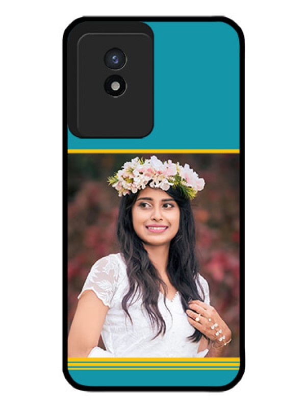 Custom Vivo Y02 Custom Glass Phone Case - Yellow & Blue Design