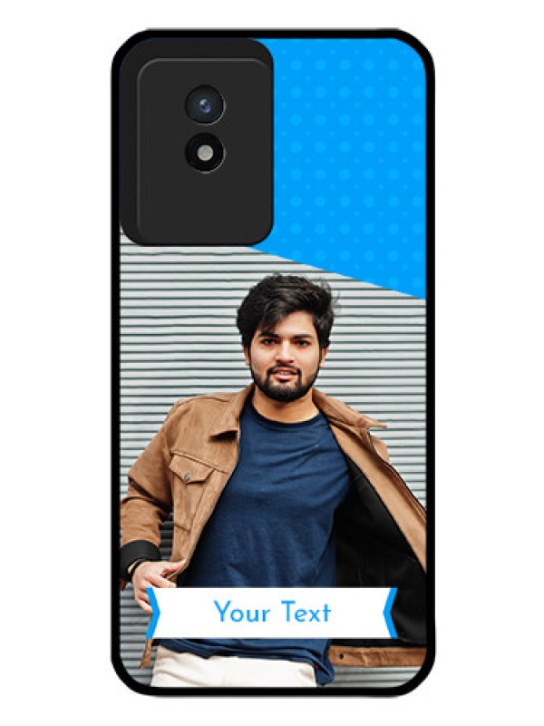Custom Vivo Y02 Photo Printing on Glass Case - Simple Blue Color Design